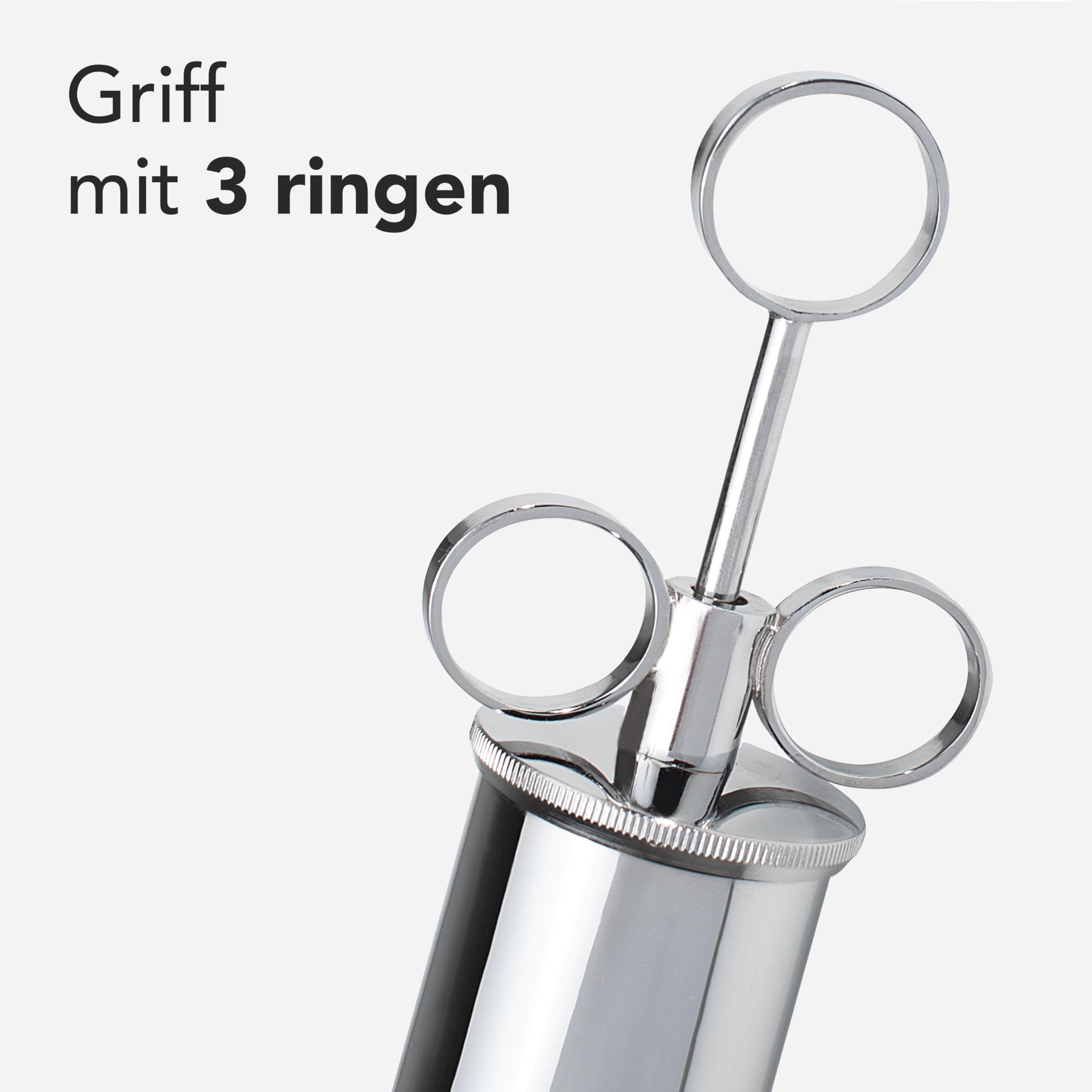 AIESI® Schimmelbusch Metall/Stahl Spritze Fassungsvermögen 200 ml mit Ohrmuschel und 2 Kanülen, Spritze zur Bewässerung, Garantie 24 Monate