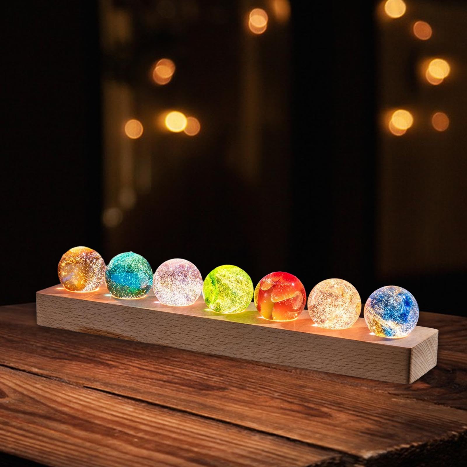 predolo Luce Notturna a Sfera di Vetro, Lampada Notturna a LED USB, Lampada Decorativa, Base rettangolare