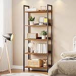 APPOLYN Bookshelf, 6 Tiers Bookcase with Open Shelves, Shelving Unit with Metal Frame for Living Room, Bedroom, Home Office and Kitchen, Black