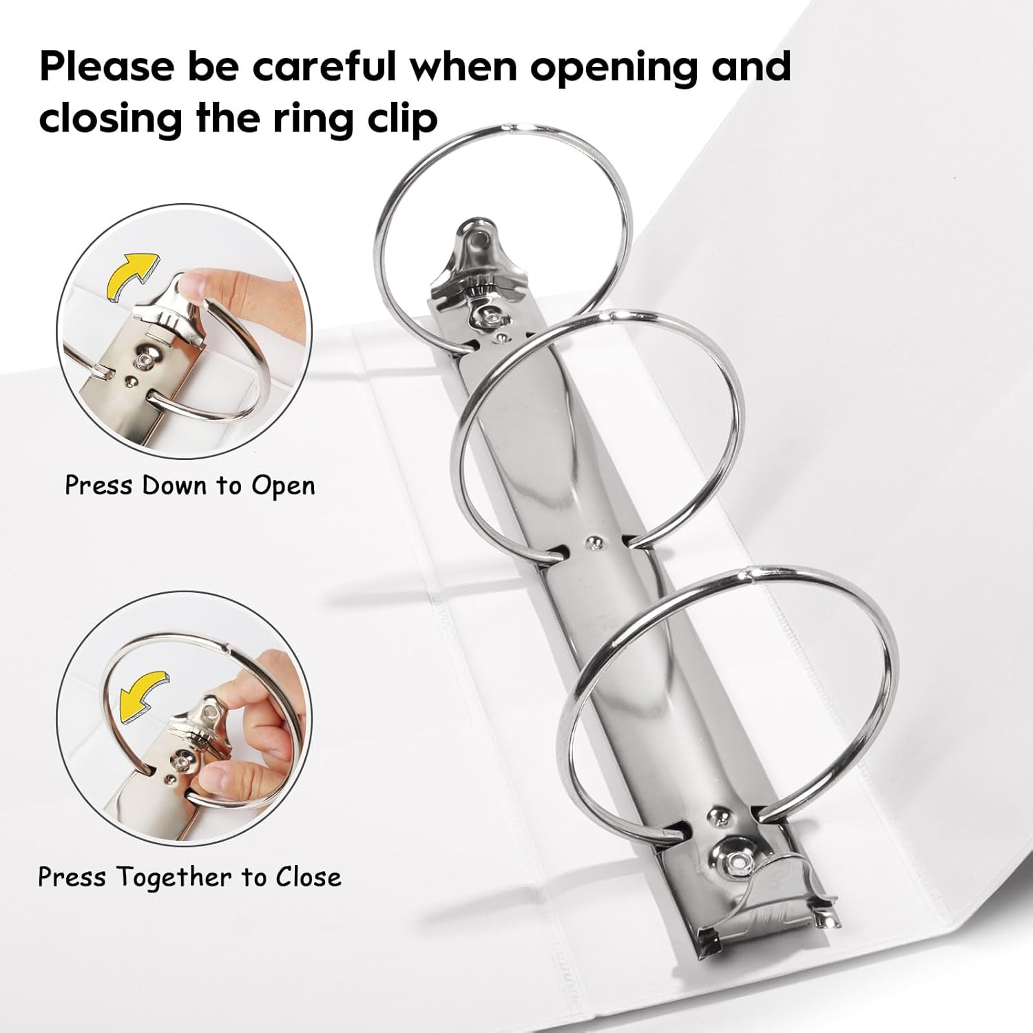 Comix Sturdy 3 inch Round Ring View Binder, Basic 3 Ring Binder 600-Sheet Capacity, Fit 8.5" x 11" Paper, 6 Pack (White)