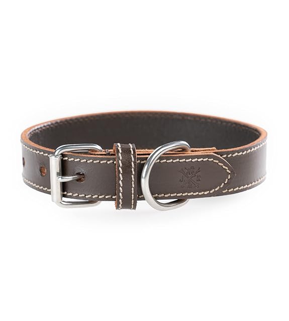 Collar para perros de piel de búfalo - Collar de cuero resistente y elegante de piel engrasada