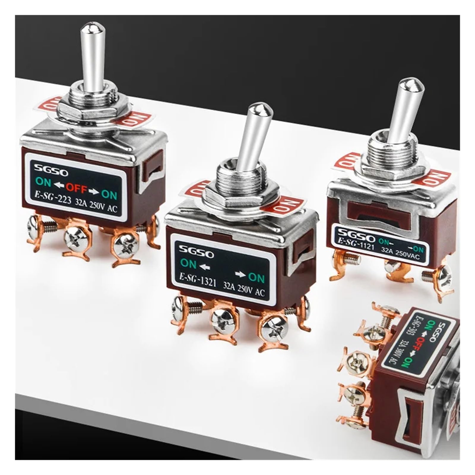 32A250V switch silver dot rocker switch 6-pin 3-gear twist switch