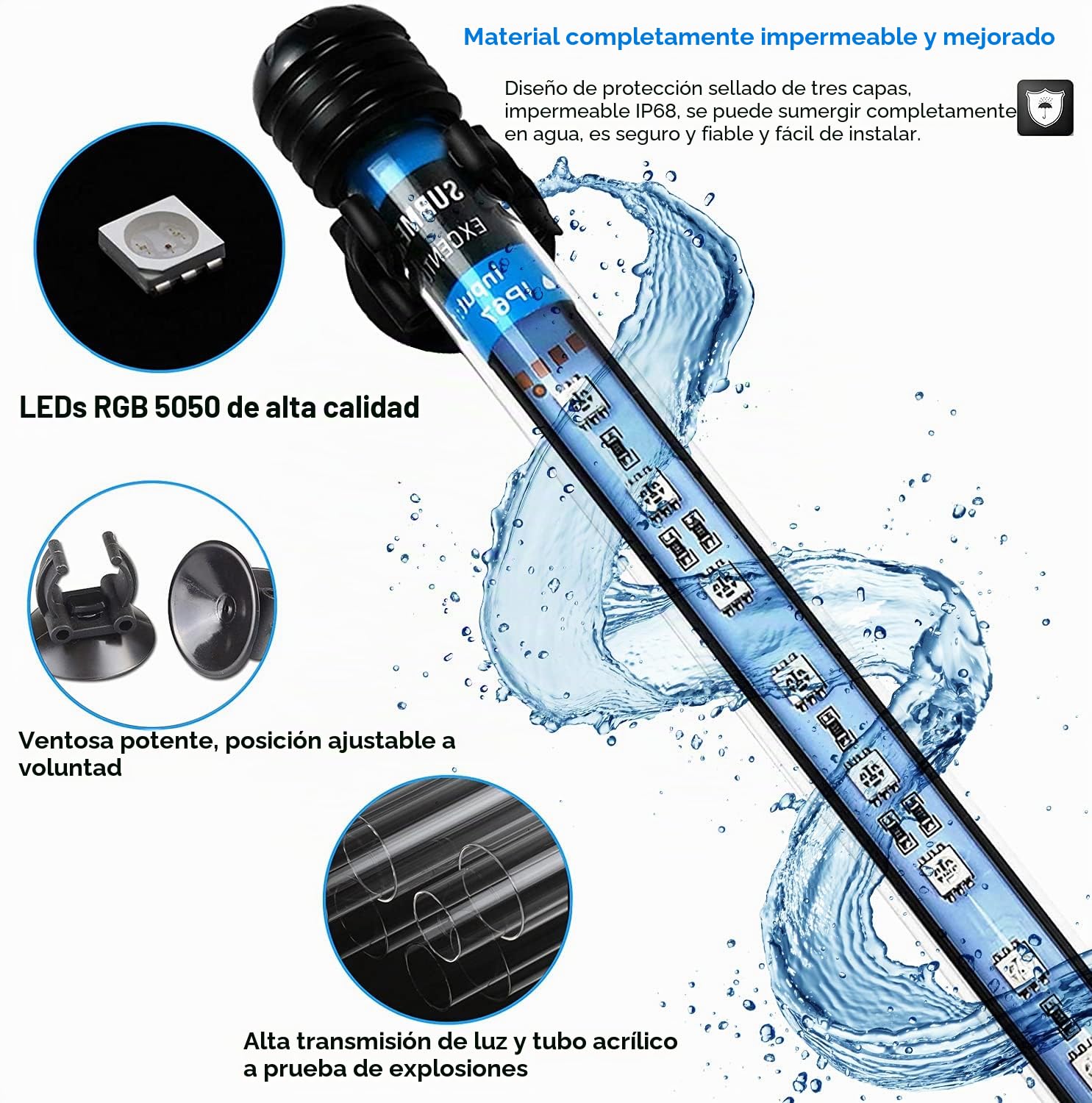 VARMHUS Tauchen Aquarium Licht,Aquarium LED Beleuchtung Die Fernbedienung kann 13 Farben und 5 Helligkeitsstufen einstellen,24/7 Automatischer Öffnungs-Schließzyklus und Dreistufiger Timer (RGB 48cm)