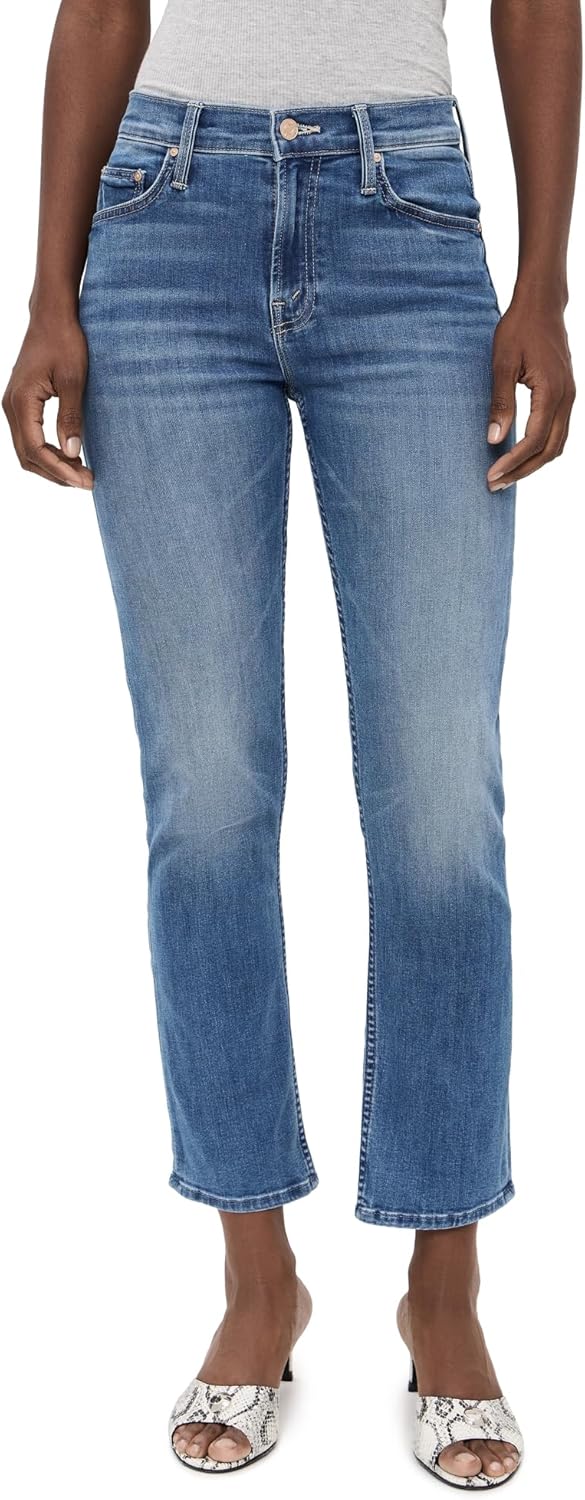 MOTHER Women's The Mid Rise Rider Flood Fray Jeans