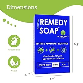 Truremedy Naturals Remedy Soap for Men, Women - Tea Tree Oil Bar includes Peppermint, Eucalyptus - for Foot, Body, All Skin Types - Pack of 5