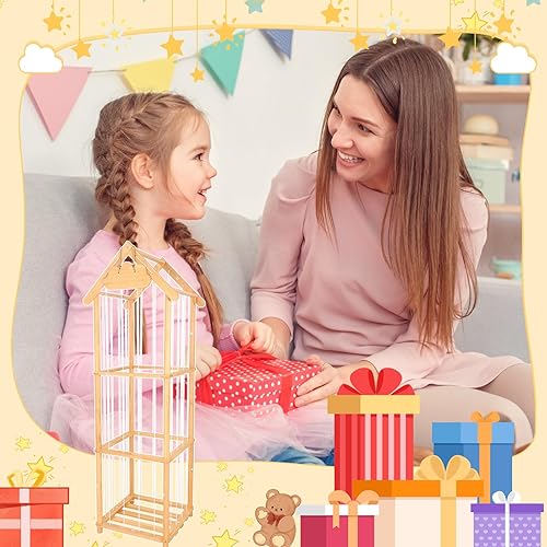 Miniatura 7 de HOMIEE Organizador de almacenamiento de animales de peluche, soporte de juguete de zoológico de peluche de madera para salas de juegos de niños,