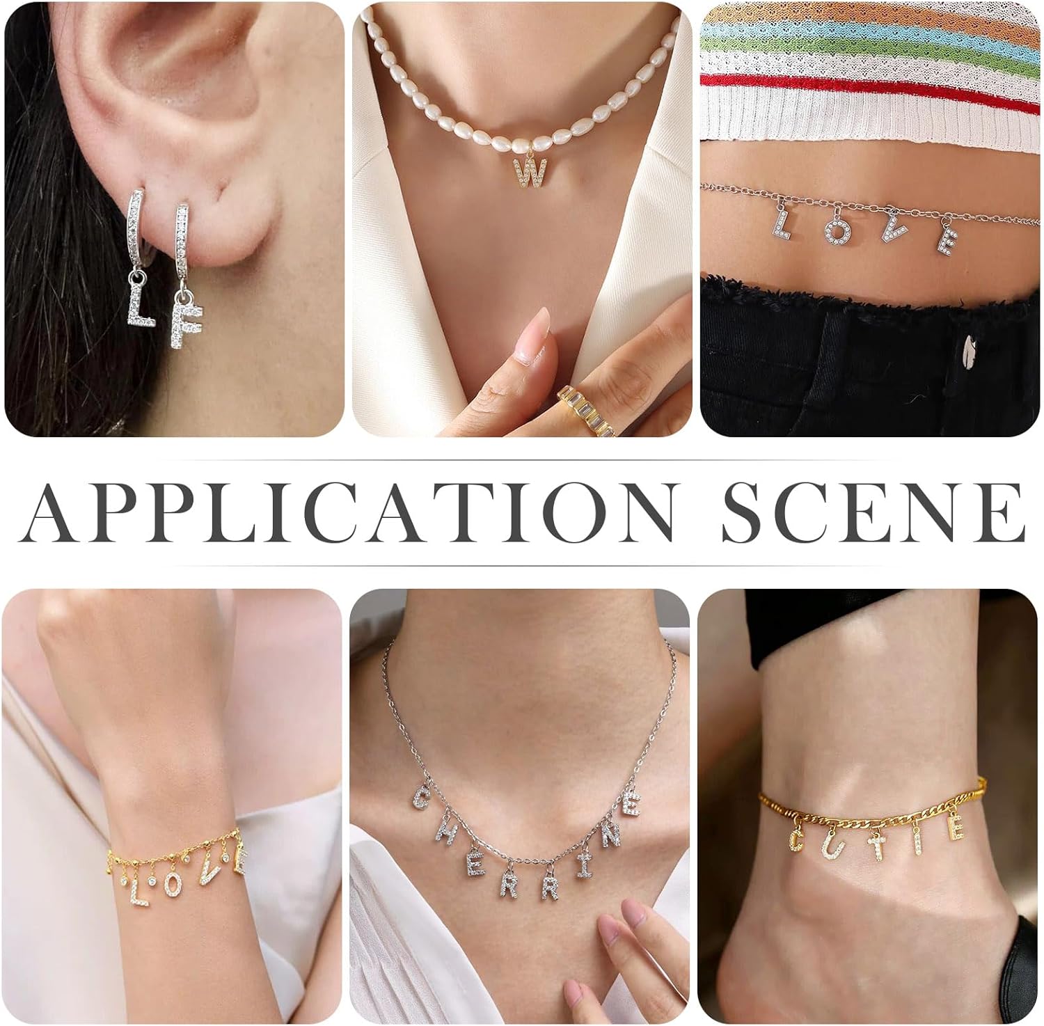 KISSITTY Alloy Rhinestone Letter Charms Enamel Alphabet Pendants Capital Letter Pendants Necklace Charms for DIY Slide Wristbands Bracelets,Hair Clips,Jewelry Making - Image 3