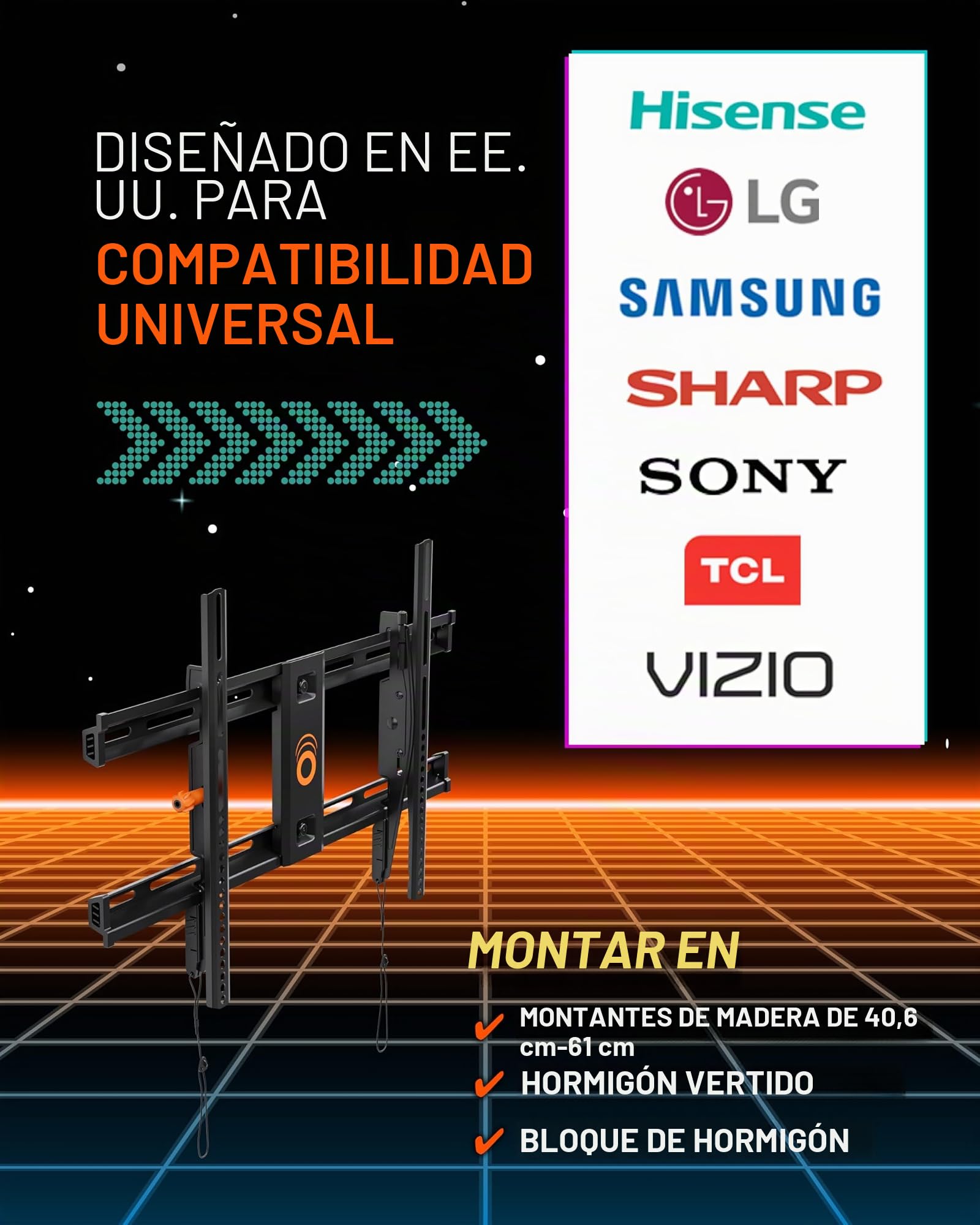 ECHOGEAR Soporte de Pared inclinable para TV con diseño de Perfil bajo para televisores de 40 "- 82" - Elimine el deslumbramiento con 10º de inclinación