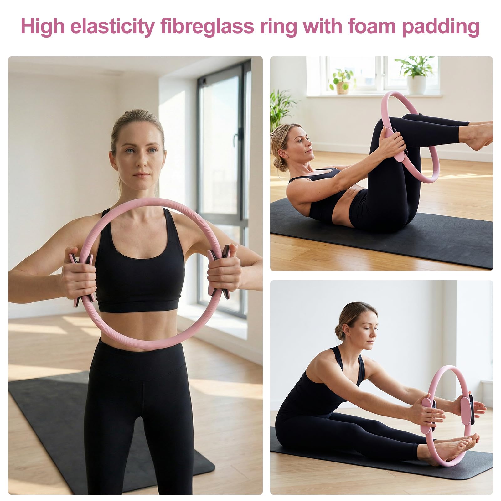 18Teiliges Pilates Set, Pilates-Ring, Yoga-Ball, Fitnessband, Spannungsring, Massageringund Tasche, passend für Home-Gym-Fitnessgeräte