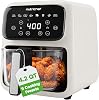 NutriChef Freidora de aire de vidrio de 4.2QT | 9 modos de cocción preestablecidos | Recipiente de vidrio para freír para mejores resultados de cocción | Cocine bistec, pollo, pescado, verduras, papas fritas y más | Control de temperatura y temporizador | Blanco 1