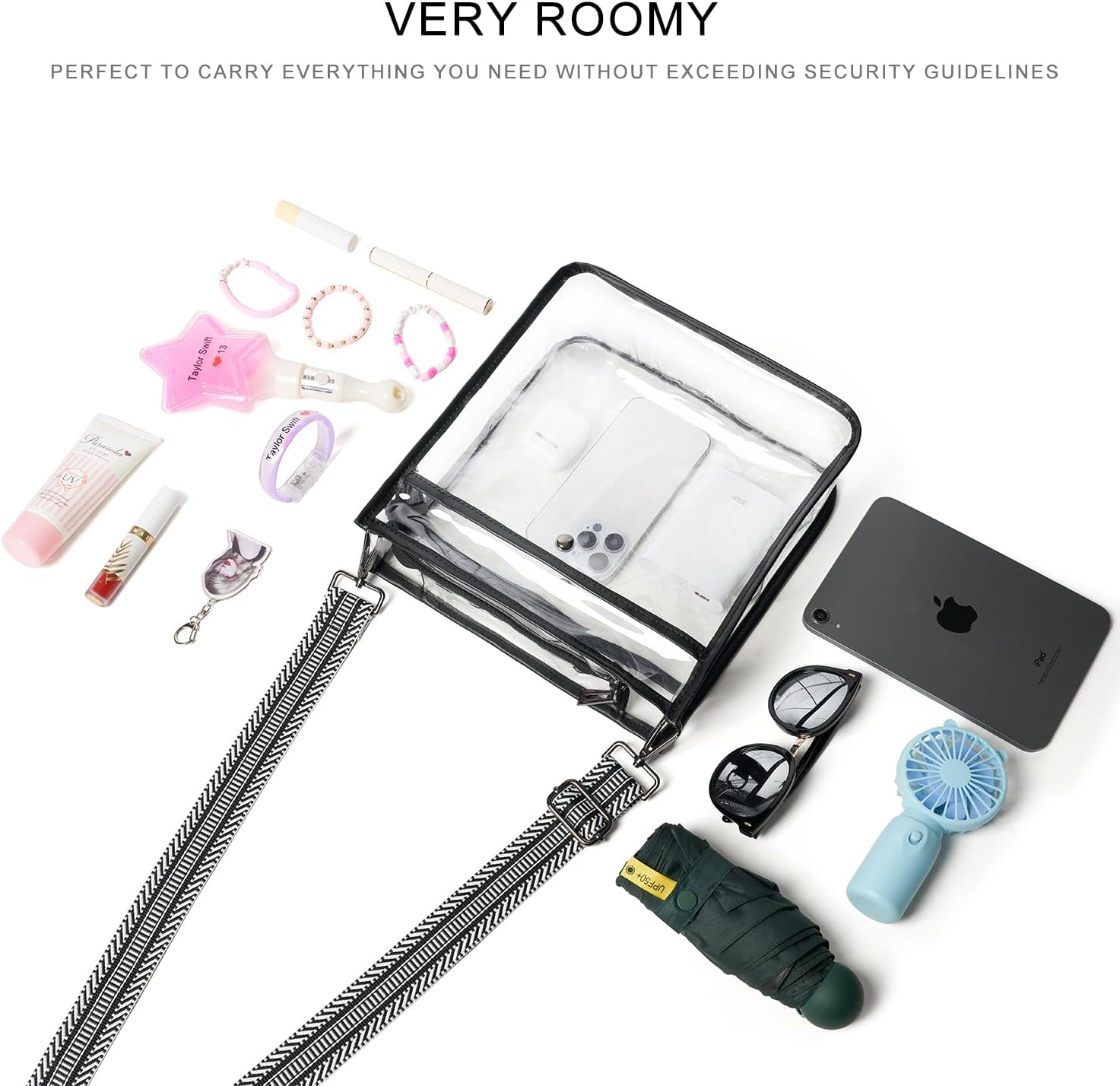 Bluome Clear Bag for Stadium Events 12x12x6, Clear Purses Stadium Bag Crossbody Purses for Concerts Football Games Travel