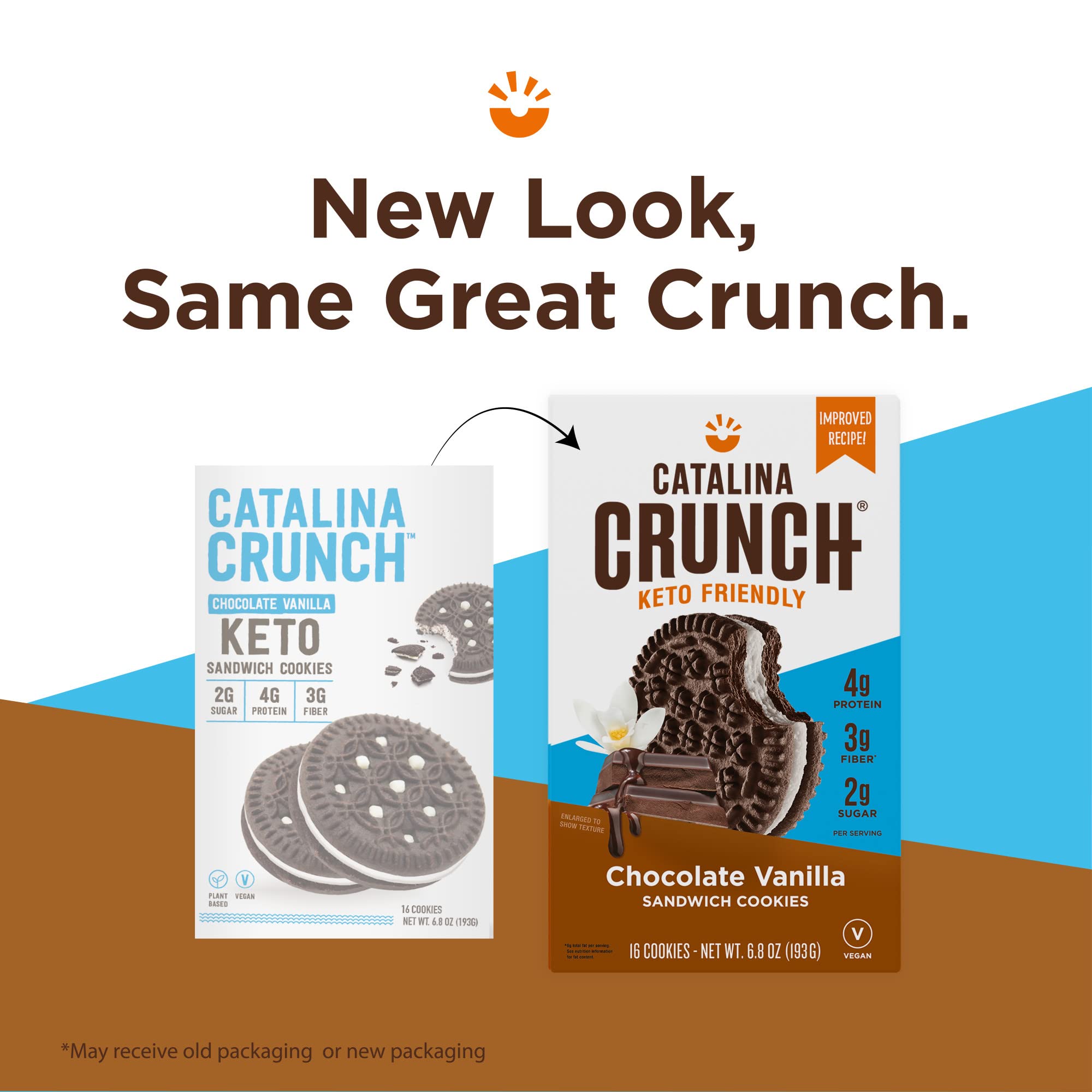 Catalina Crunch Chocolate Vanilla Keto Sandwich Cookies 2 Pack, (6.8 oz Boxes) Keto Snacks
