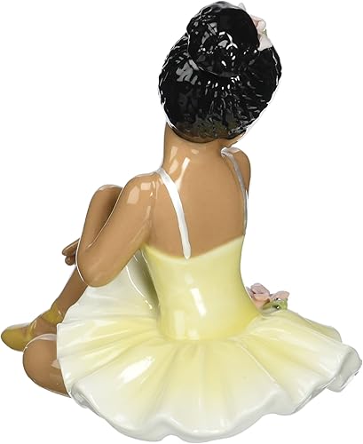 Miniatura 2 de Cosmos 10123 - Figura de bailarina afroamericana de porcelana fina en vestido amarillo, 4 pulgadas