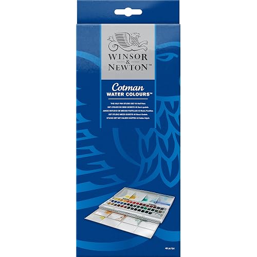 Winsor & Newton Cotman Watercolor Paint Set, 45 Half Pan Studio Set