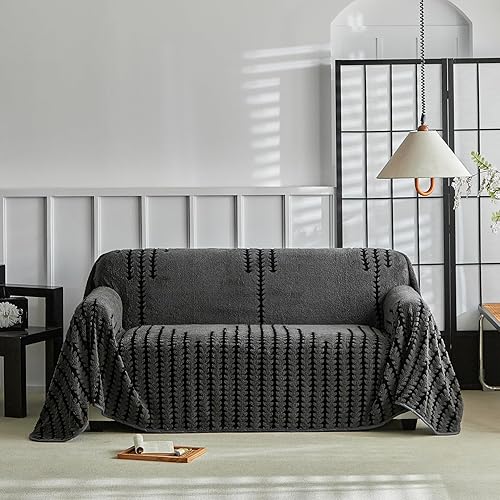 Fundas bohemias de franela para sofá de invierno para sofá de 2 cojines, aptas para mascotas, suaves, cálidas, antideslizantes, de forro polar, a