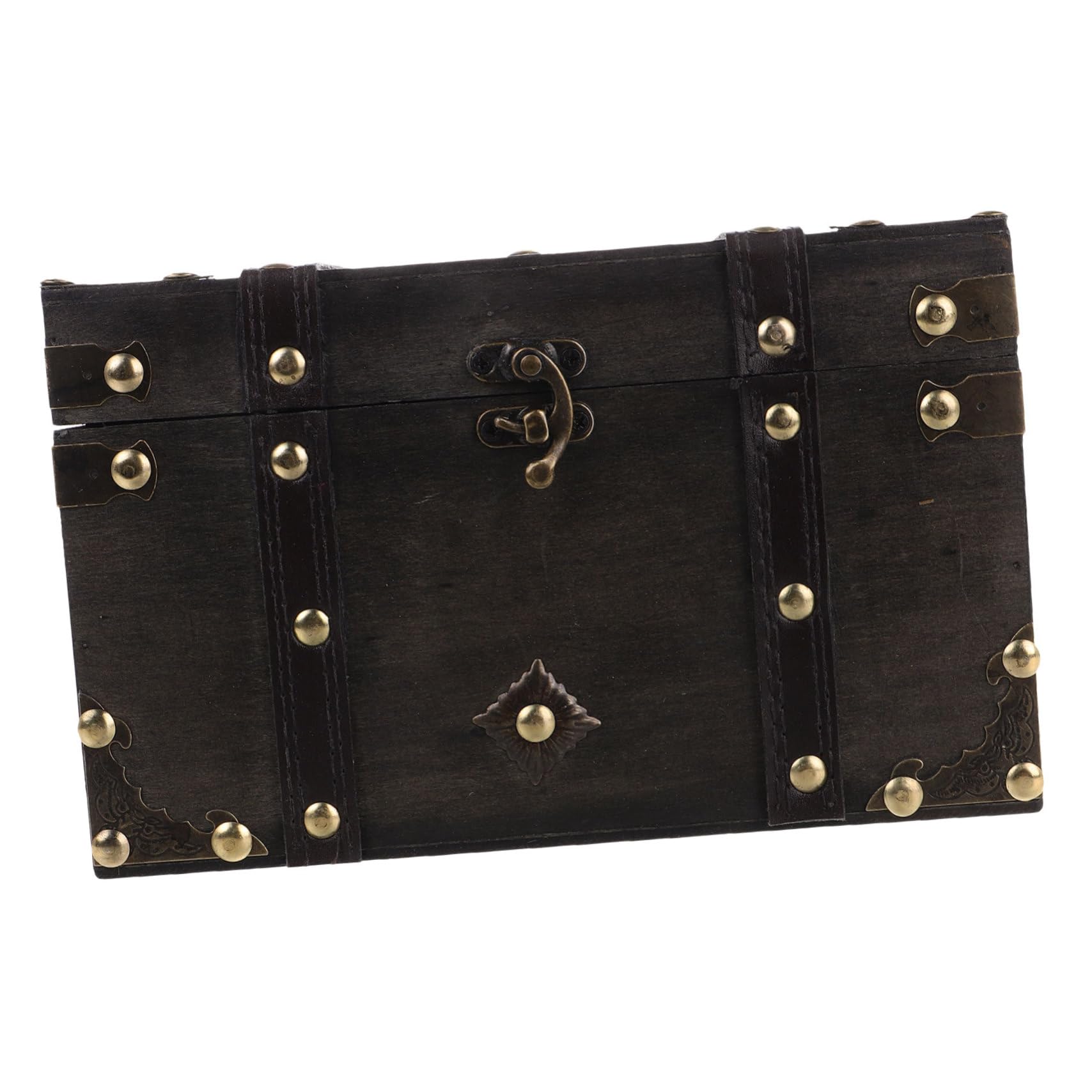 BESPORTBLE Vintage Wooden Treasure Storage Box Lockable Jewelry Storage Chest for Home Decor