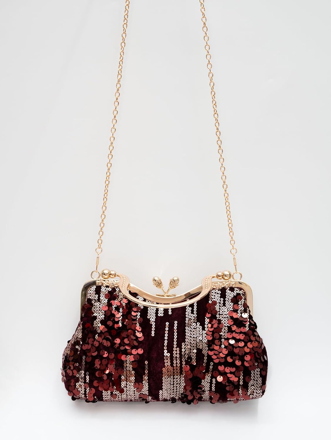 Vintage sequined velvet evening bag flower hardware handbag suitable for banquet wedding party formal occasions - Image 5