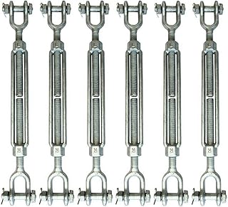 Turnbuckle 1/4 Inch x 4 Inches Jaw Jaw Galvanized Steel Turnbuckle 6-PKs