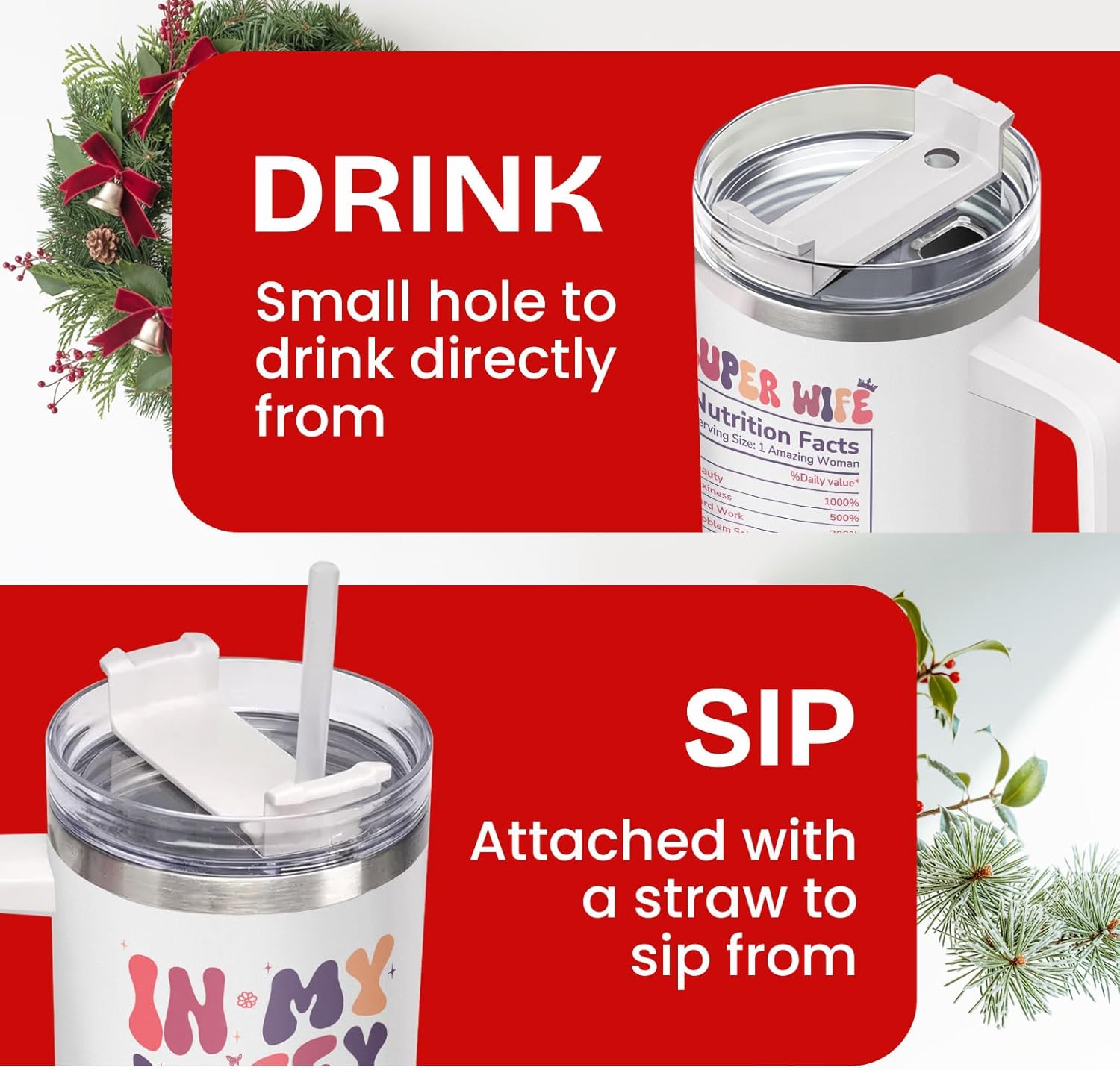 34HD Valentine’s Day Gift for Wife Tumbler with Handle – In My Wifey Era 40oz Travel Mug, Funny Super Wife Cup from Husband - Image 3