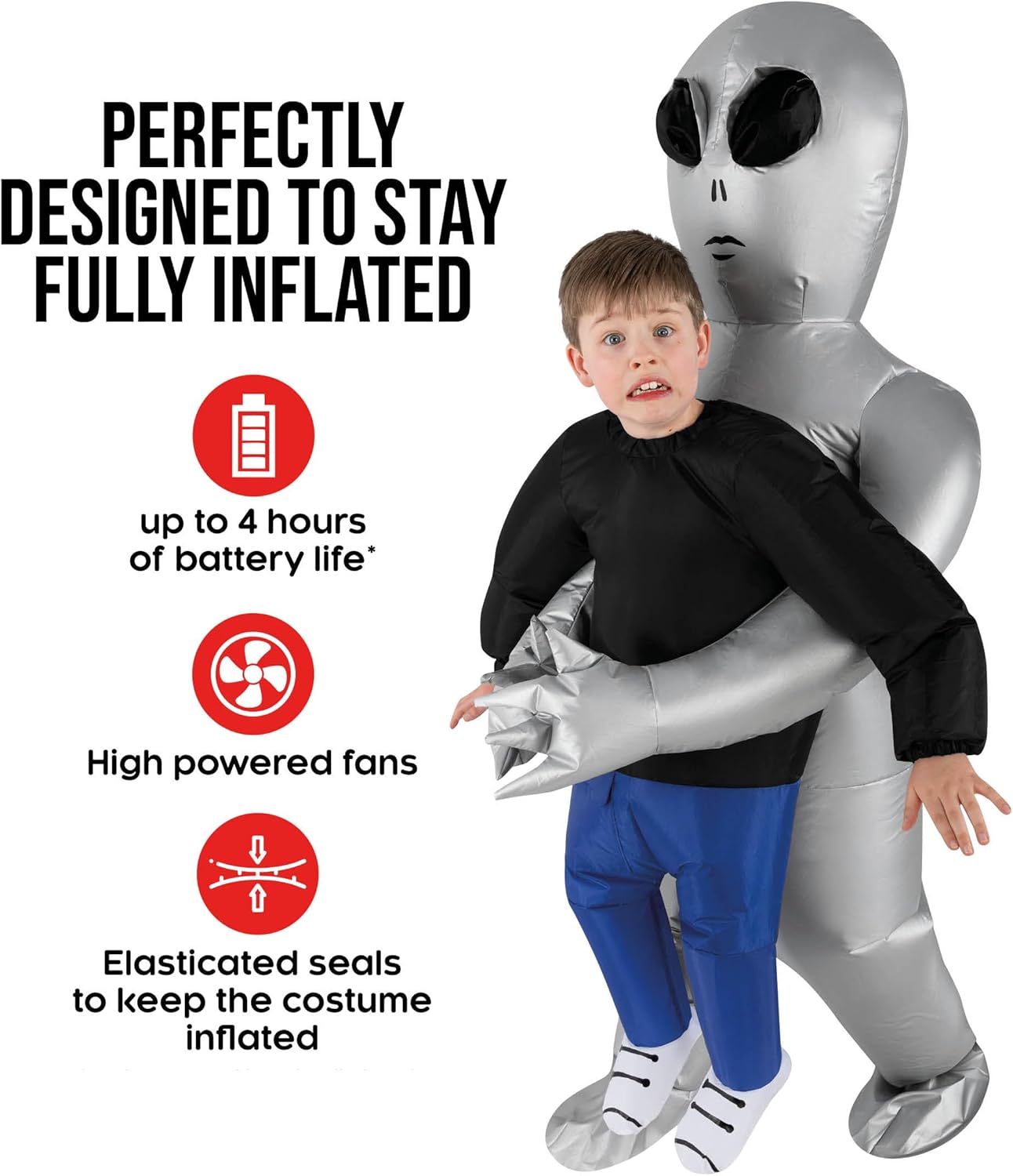 Morph Silver Kids Alien Costume, Alien Inflatable Costumes for Boys, Aliens Blow Up Costume Kids - Image 2