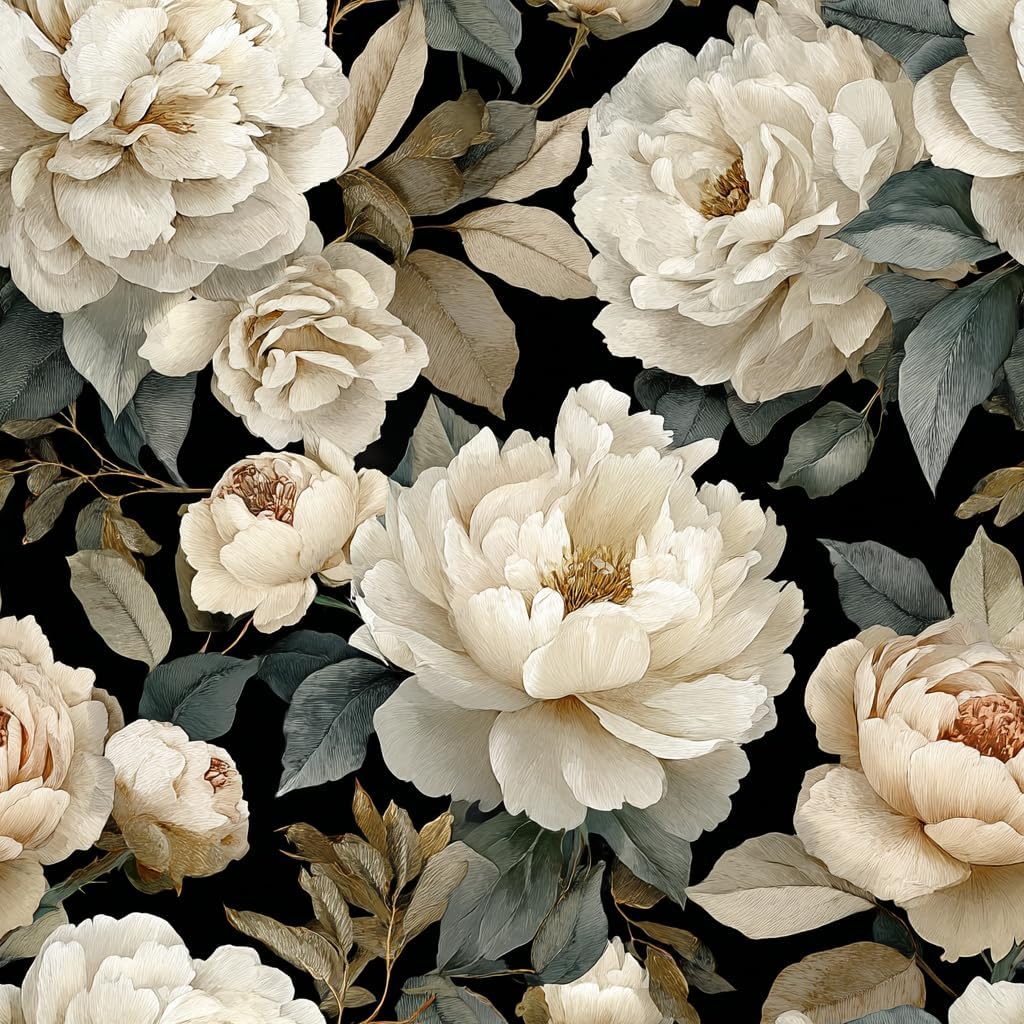 Stickorama Vintage Elegant Floral Peel and Stick Wallpaper Self Adhesive Removable Waterproof 17.72" x 236.2'' Rose Green Foliage Mural Renter Friendly for Bedroom Living Room Study