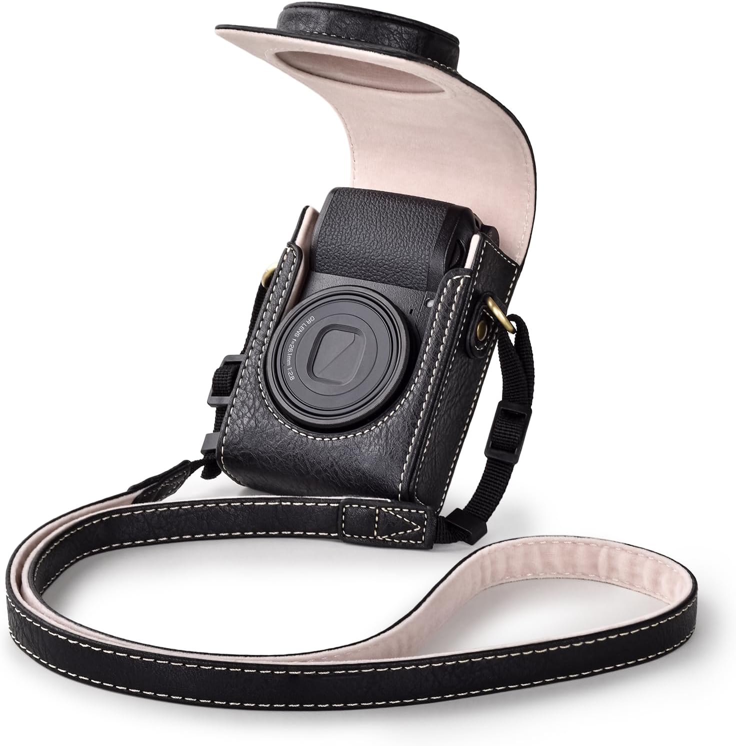 Rieibi Camera Case for Sony ZV1F/ZV1/Ricoh GR IIIx/Ricoh GR IV III/Fujifilm X-Half/X-HF1/Panasonic LX9 LX10 LX15/Canon G7X III G7X II / SX740 HS- Camera Bag with Strap - Black (Camera not Included)