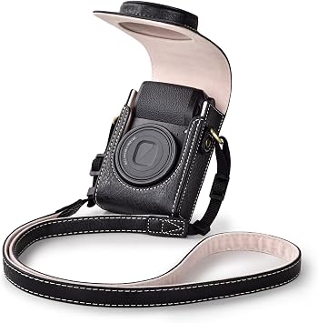Rieibi Camera Case for Sony ZV1F/ZV1/Ricoh GR IIIx/Ricoh GR IV III/Fujifilm X-Half/X-HF1/Panasonic LX9 LX10 LX15/Canon G7X III G7X II / SX740 HS- Camera Bag with Strap - Black Camera not Included