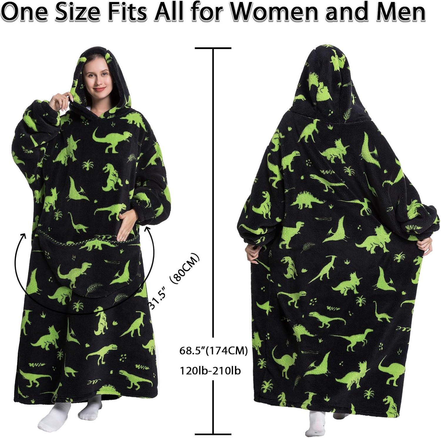 Blanket Hoodie Extra Long,Wearable Blanket with Sleeve for Women Men,Hoodie Blanket with Huge Pocket and Hooded - Image 5