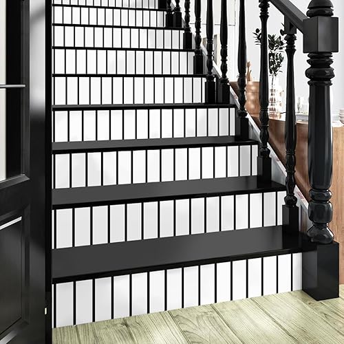 Miniatura 5 de Papel tapiz autoadhesivo a rayas en blanco y negro, papel de contacto de rayas de 17.7 x 118.1 pulgadas, papel tapiz geométrico para pegar y