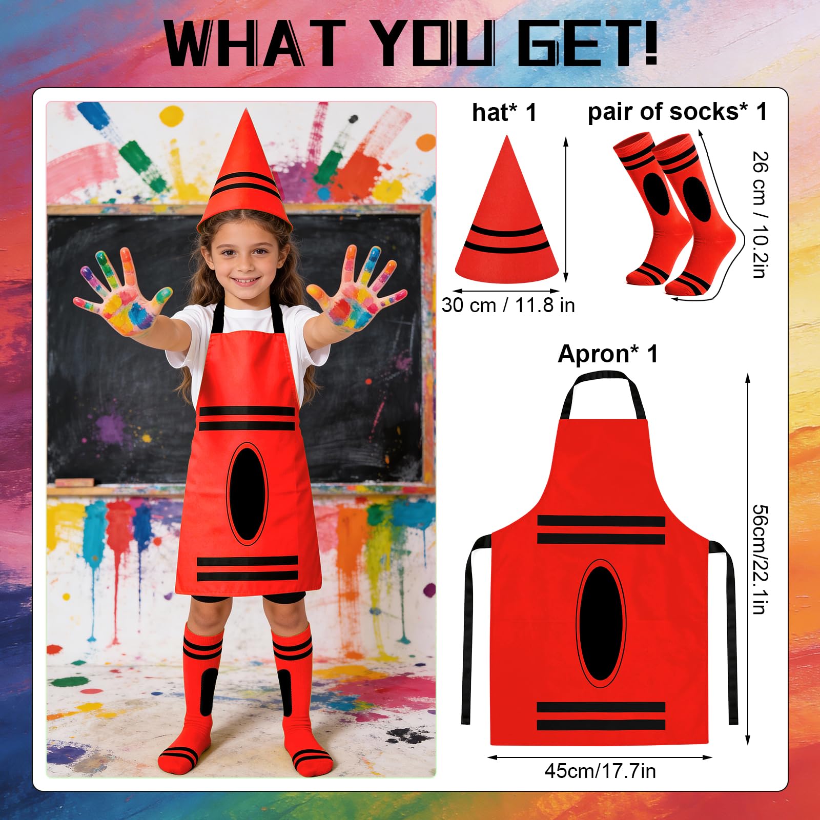 Ainvliya Crayon Apron Costume Set, World Book Day 2026 Full Costume - Image 2