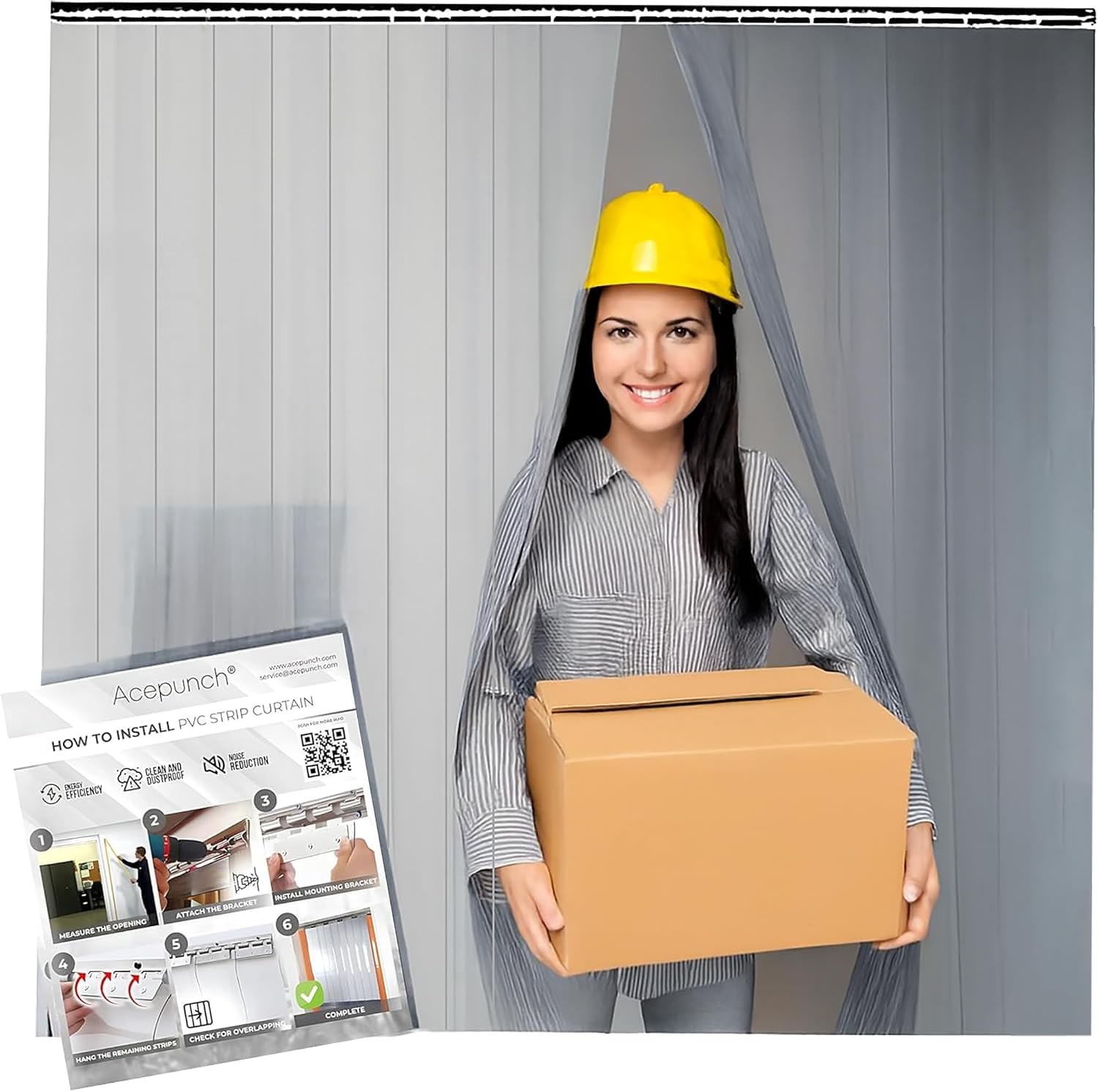 PVC Strip Door Curtain Kit – 84" x 96" (7 x 8 ft), Clear Heavy Duty Vinyl Strips, Waterproof Insulated Barrier for Walk-in Freezers, Warehouse, Garage, Commercial Use 1173
