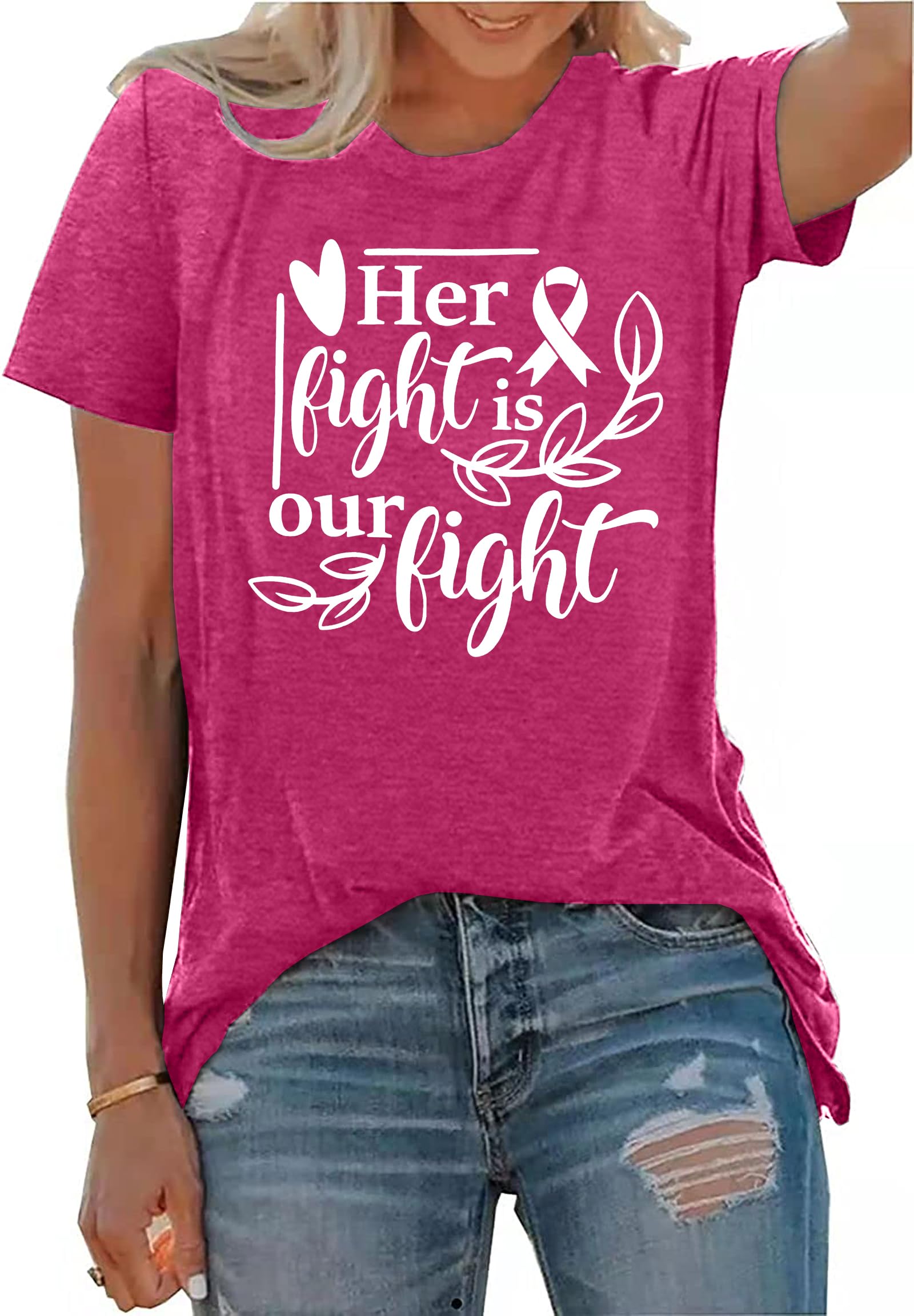 PECHARPink Ribbon Shirts for Women Breast Cancer Awareness T-Shirt Inspirational Breast Cancer Short Sleeve Blouse Tops