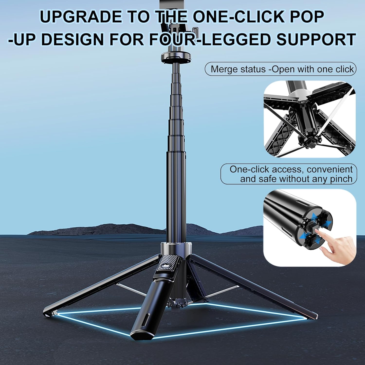 Magnetic Phone Tripod 53" Portable Selfie Stick for iPhone MagSafe GoPro Action Cameras with Rechargeable Remote Compatible with Android Travel Vlogging Live Streaming Content Creators