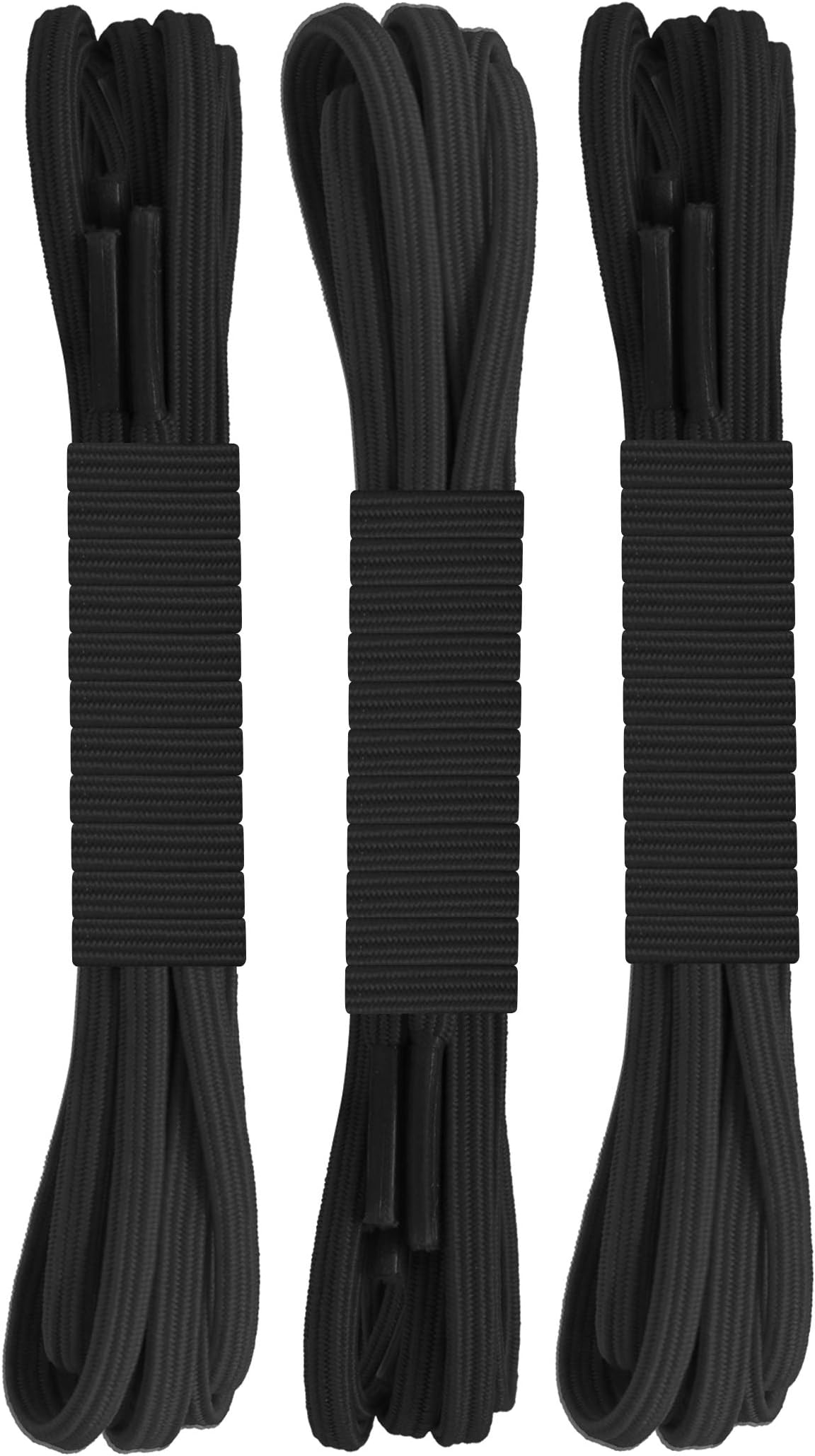 FOOTMATTERS No Tie Flat Stretch Shoe Laces - Elastic Laces 30 in (76 cm) – Black - 3 Pairs