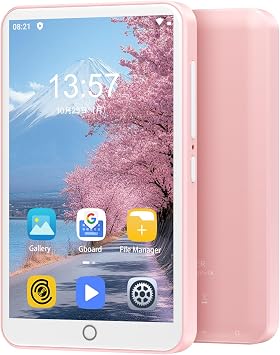 Oilsky 80GB MP3 Player with Bluetooth and WiFi, Mp3 & Mp4 Music Player with Spotify, Amazon Music, Deezer, Audible, 4.0 IPS Touch Screen Android Player with Speaker, FM Radio, Up to 512GB (Pink)