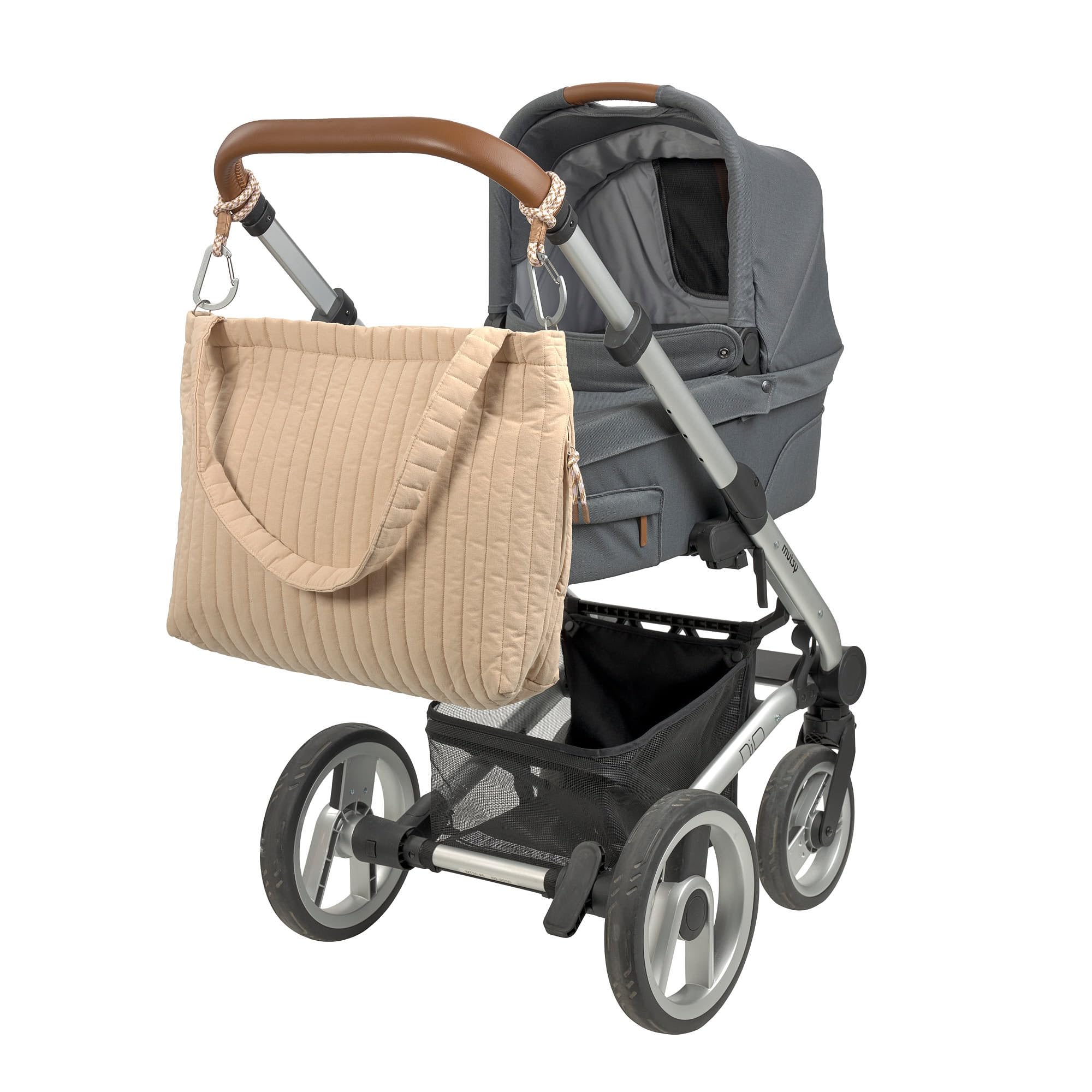 LÄSSIG Torba do przewijania dla niemowląt Shopper z mocowaniem do wózka dziecięcego/MIX Shopper Cotton beżowa