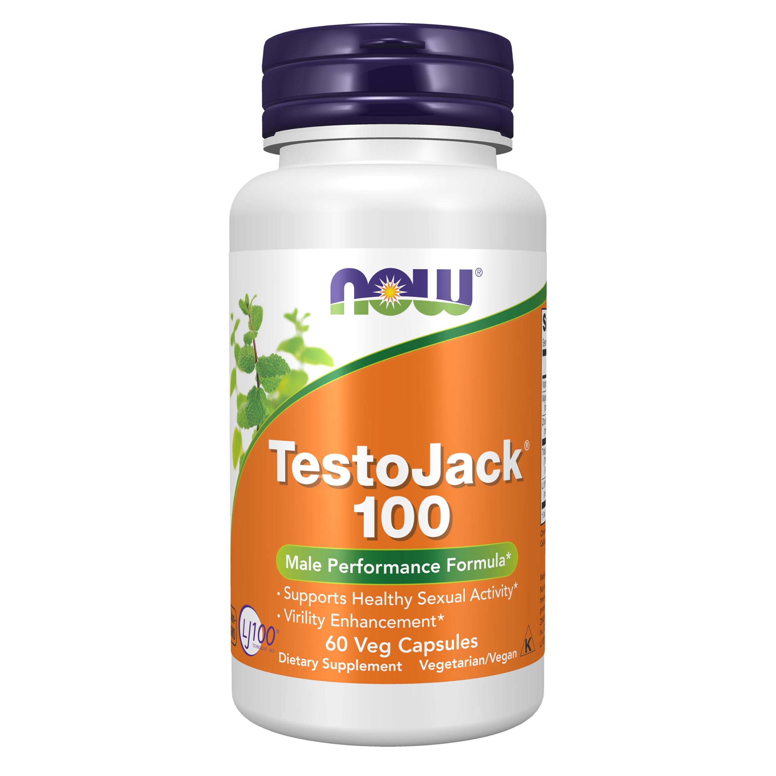 NOW Suplemento masculino com LJ100®, Tongkat Ali, Tribulus e ZMA® — 60 cápsulas vegetarianas