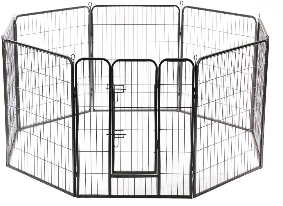 BestPet 24" x32”Heavy Duty 8 Panel Folding Metal Pet Playpen Dog Exercise Fence with Door