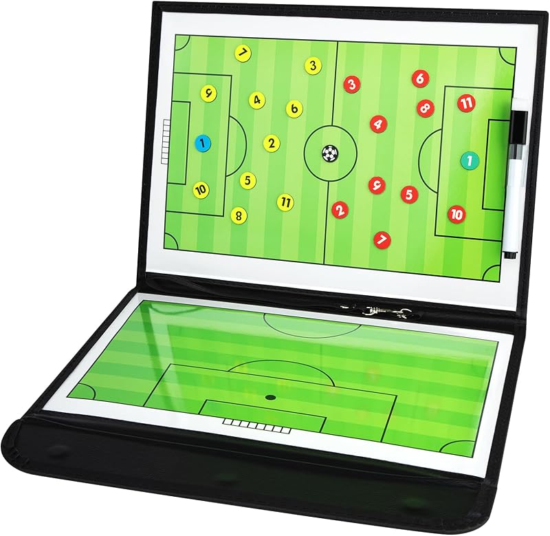 Foldable Magnetic Soccer Coaching Board, Soccer Tactics Strategy Board | Portable Soccer Board with Dry Erase Markers and Magnetic Markers for Coaches Training, Great Gift for Kids Soccer Coach.