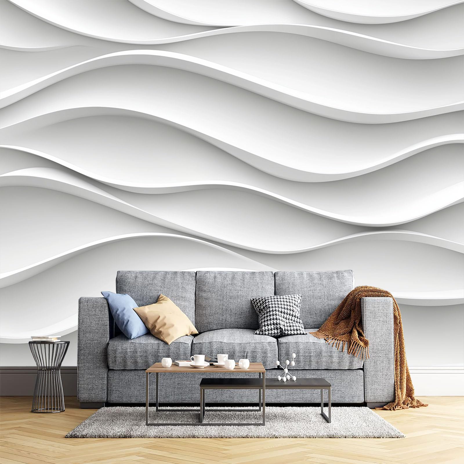 Papier Peint Panoramique Rayures en Soie Fine Fresque Murale Luxe 300x210