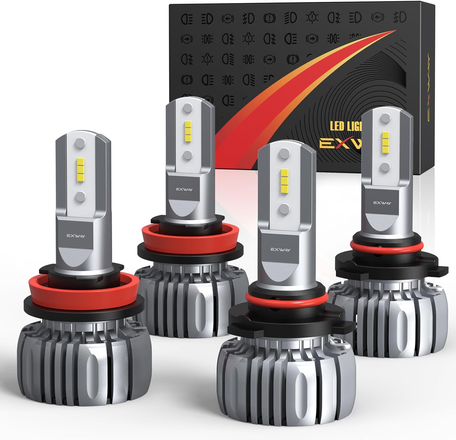 Exway H11/H9/H8 9005/HB3 LED Headlight Bulbs Combo, 32000LM