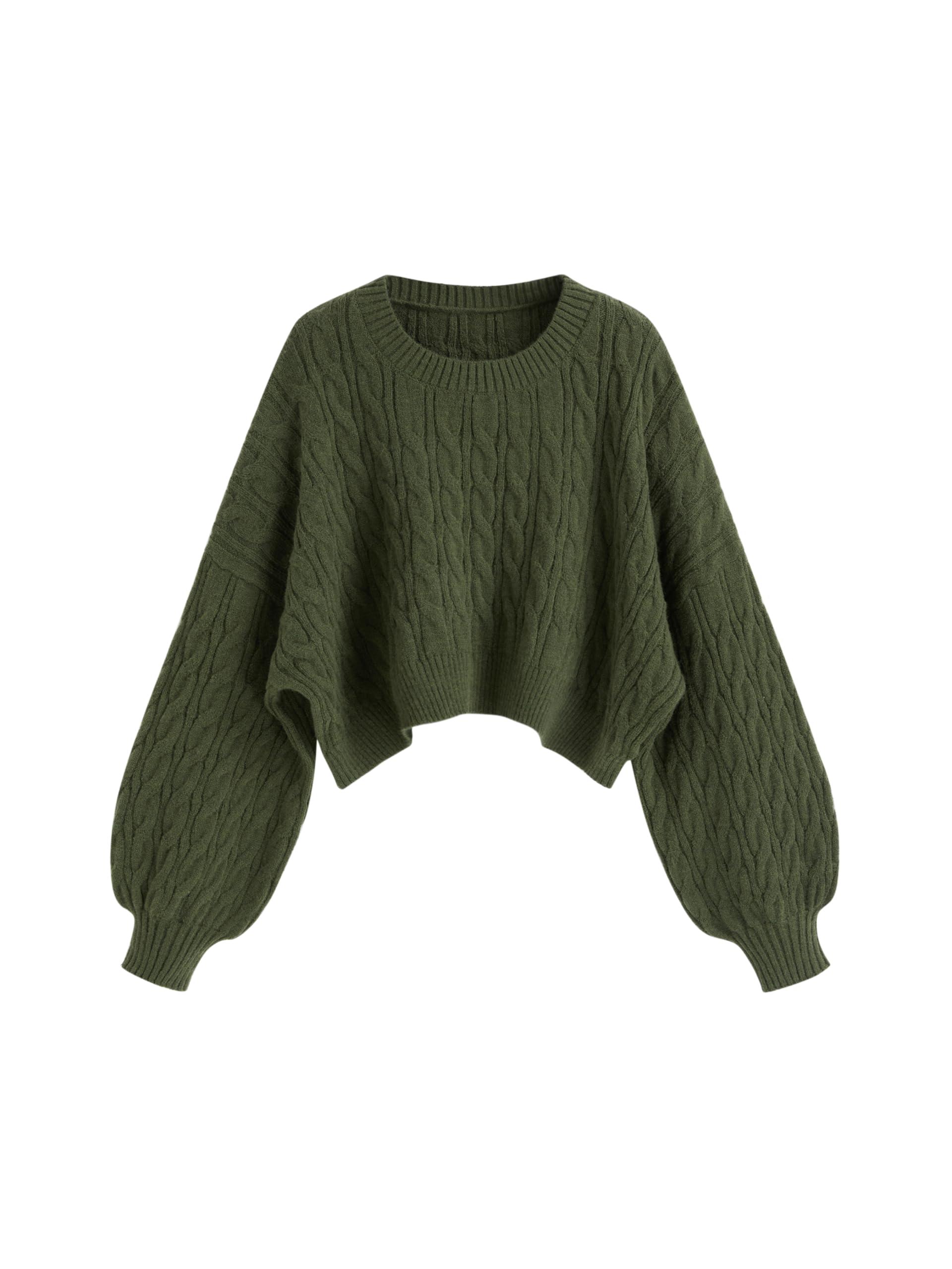 CIDER Cable Knit Sweater Womens Crop Sweater Plus Size Crew Neck Long Sleeve Jumper Knit Top Curve Pullover