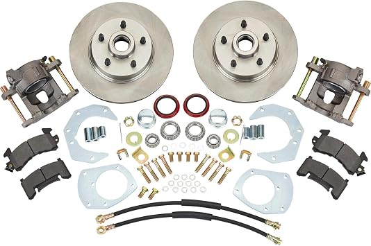 1964-1969 Ford Mustang Economy Disc Brake Conversion Kit 11" Rotors, Loaded Calipers, for V8 Drum Spindles, Includes Hardware, Fits 15" Wheels, Easy Bolt-On Solution