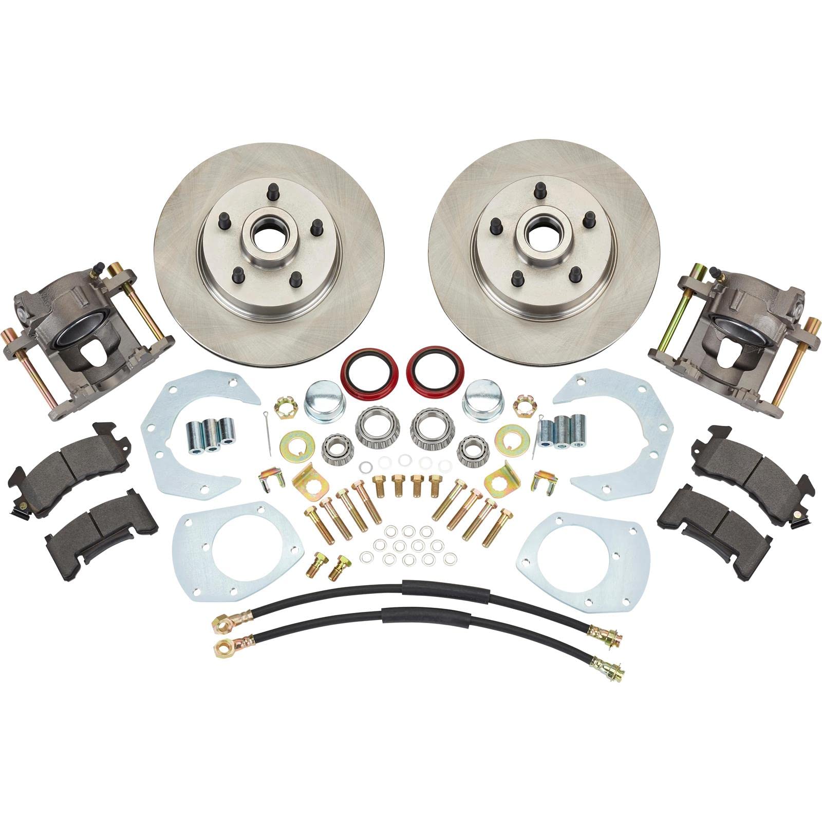1964-1969 Ford Mustang Economy Disc Brake Conversion Kit: 11" Rotors, Loaded Calipers, for V8 Drum Spindles, Includes Hardware, Fits 15" Wheels, Easy