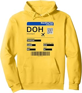Flight Ticket Doha DOH Airport Design Vacation Qatar Doha Pullover Hoodie