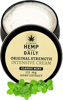 Hemp Daily Intensive Cream | Hemp Cream with Essential Oils | Vegan, Organic Ingredients | 5.0 Ounces (Classic Mint)