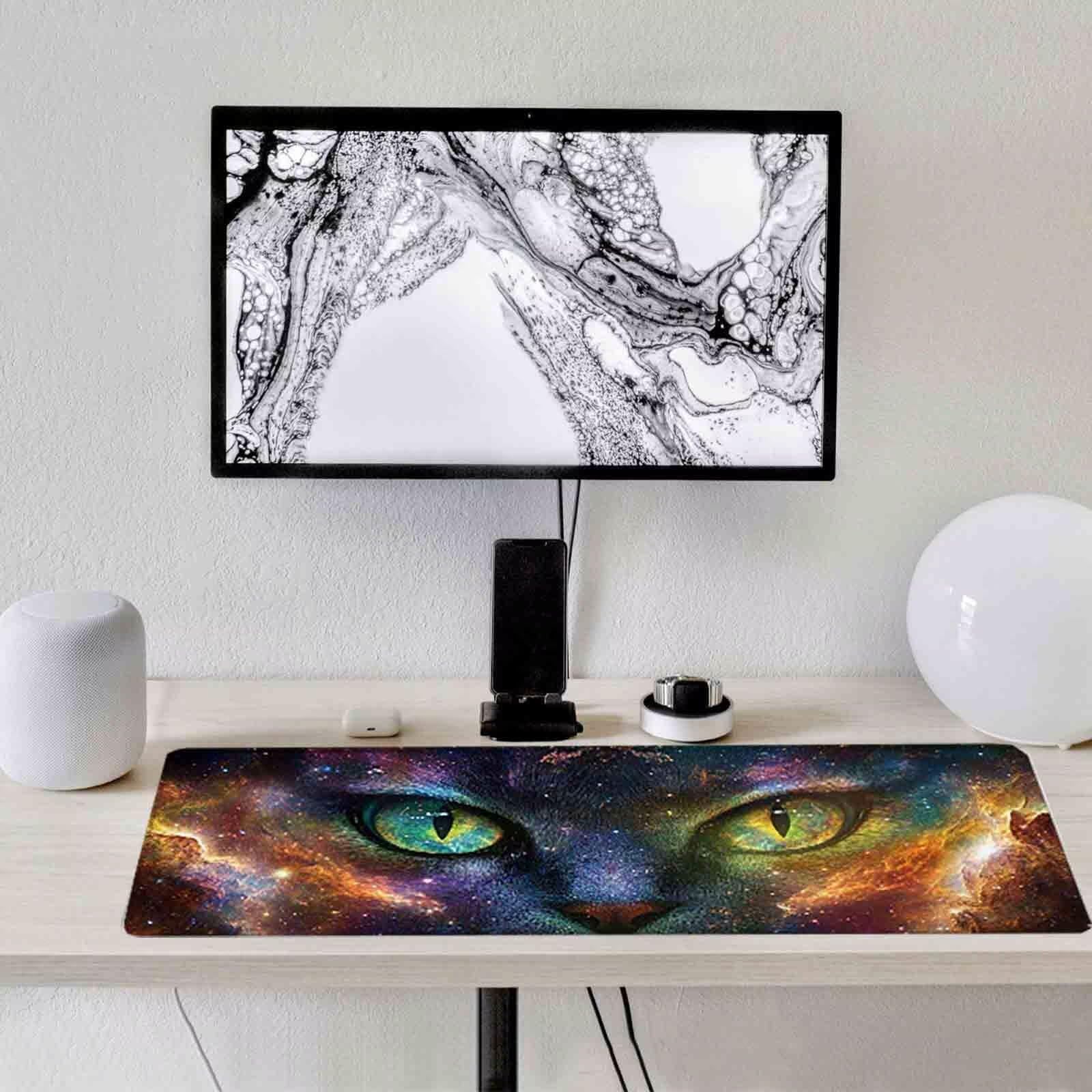Kolorowa podkładka pod mysz dla kota XXL 1200 x 600 mm podkładka pod mysz z przeszytymi krawędziami i gumową podstawą antypoślizgowa podkładka pod mysz XXL do komputera, laptopa, akcesoria biurowe