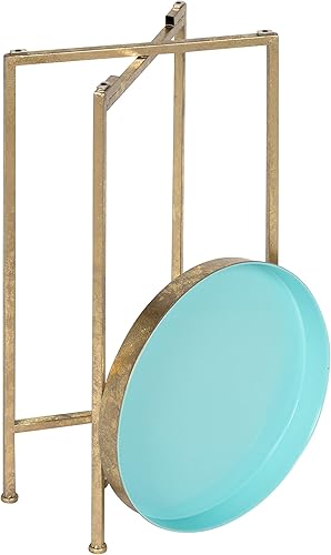 Miniatura 5 de Kate and Laurel Celia Round Foldable Tray Accent Table, 14" x 14" x 25.75", Light Teal and Gold, Modern Minimalist Design and Magnetic Tabletop