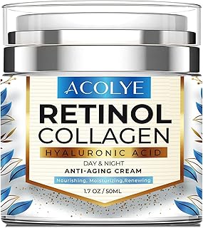 Retinol Cream for Face, Facial Moisturizer with Hyaluronic Acid 5% and Collagen-Day & Night Anti Aging Cream, Retinol Mois...
