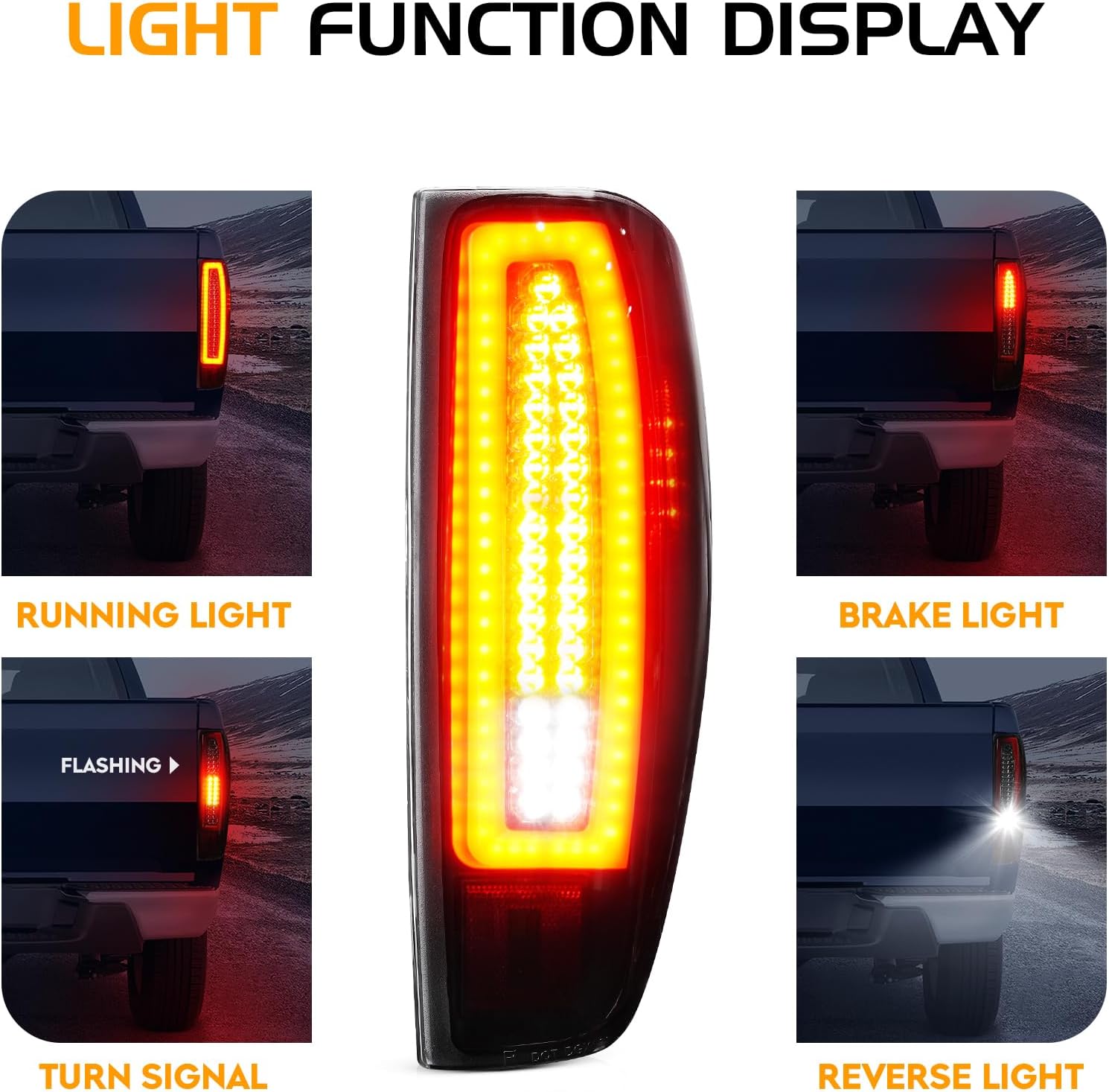 LED Tail Light + 3rd Brake Light Kit Fit for Chevy Colorado GMC Canyon 2004-2012, Taillight Assembly High Mount Stop Light Replacement 3 Pcs, Smoke Lens